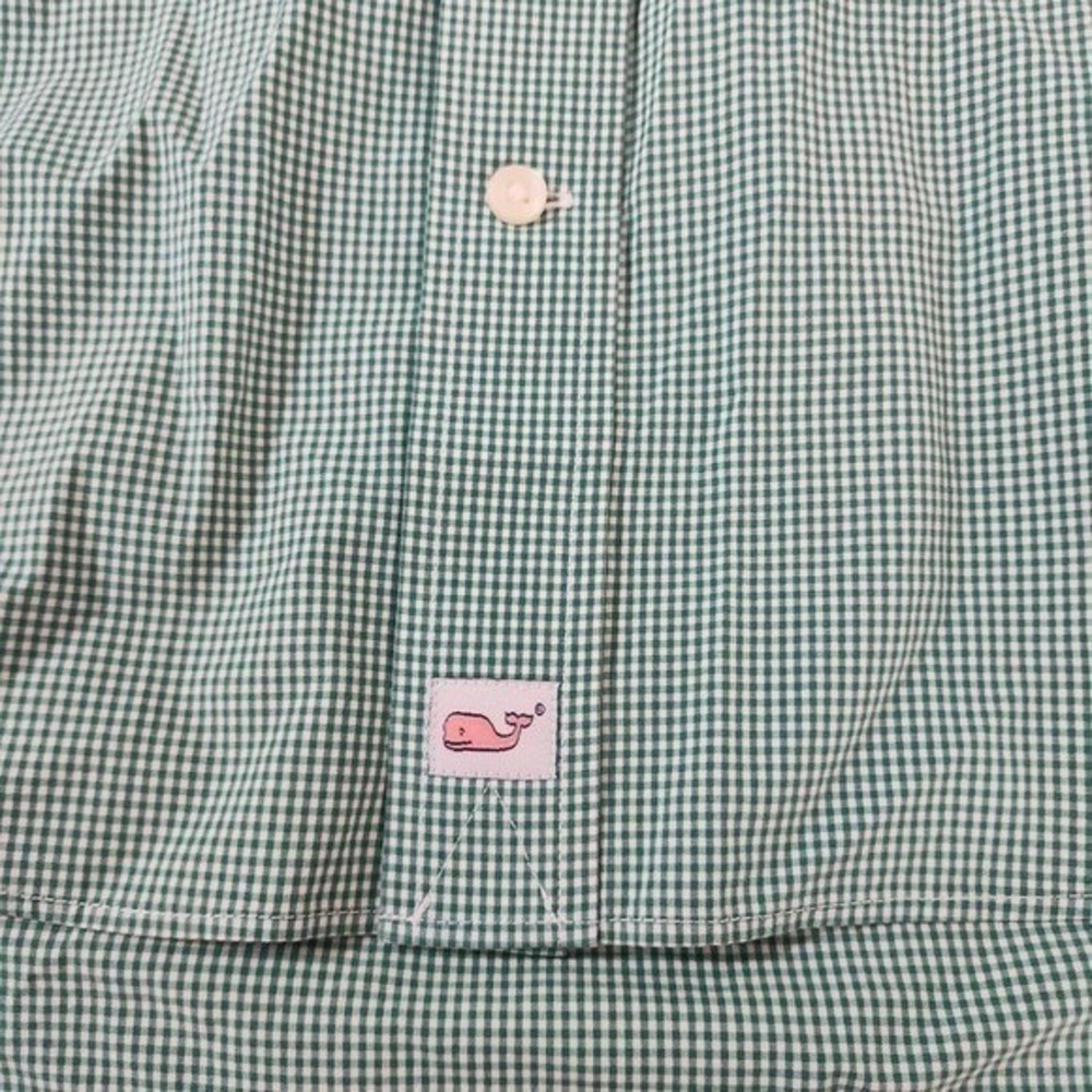 Vineyard Vines Men's Med Green Check Murray Shirt Long Sleeve Button Down Cotton - Picture 5 of 10